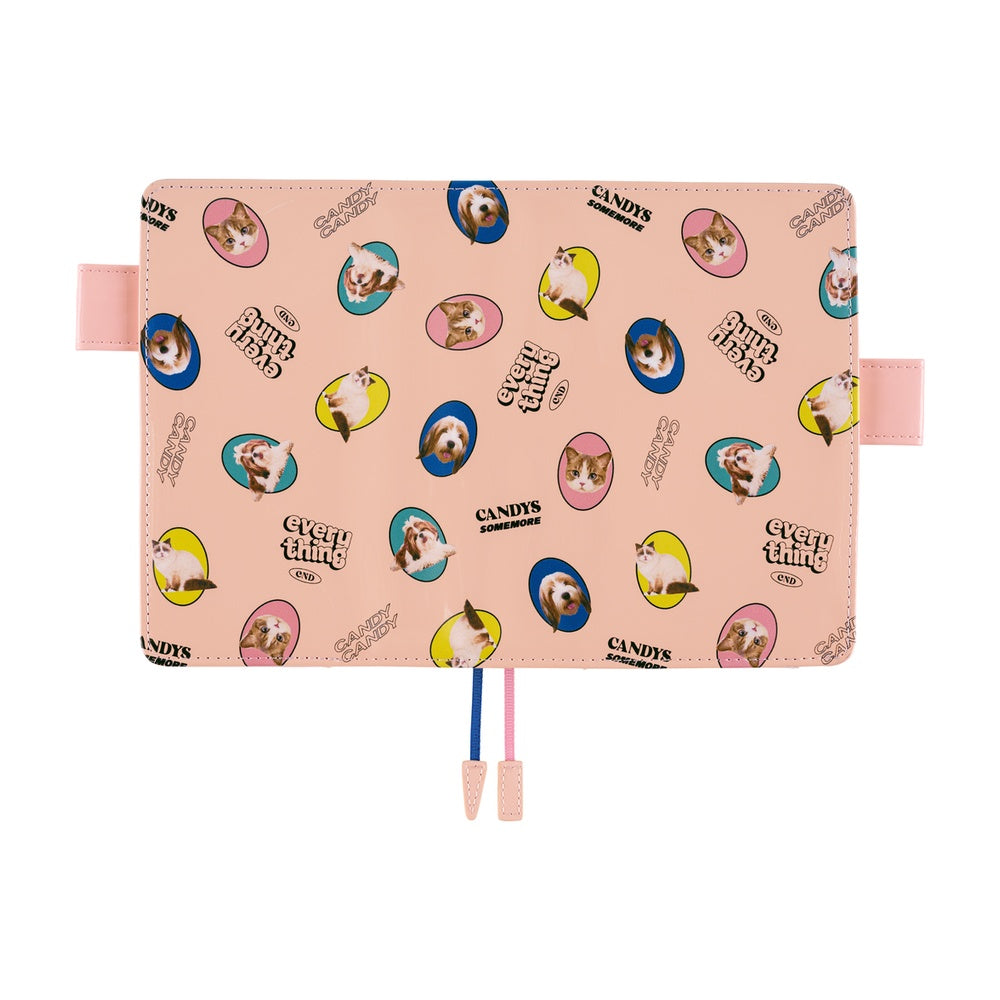 Hobonichi A6 Cover Candy Stripper:- Random Dog &amp; Cat (Pink)