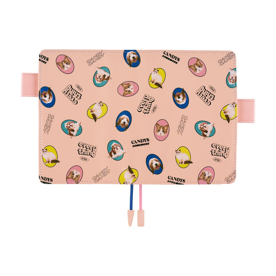 Hobonichi A6 Cover Candy Stripper:- Random Dog &amp; Cat (Pink)