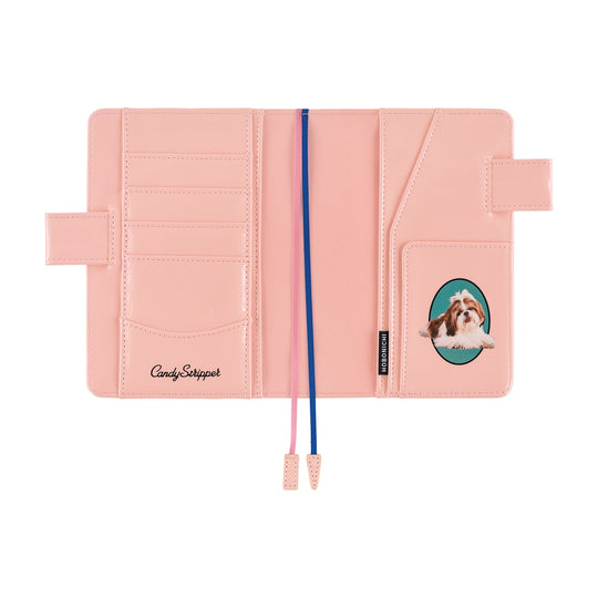 Hobonichi A6 Cover Candy Stripper:- Random Dog &amp; Cat (Pink)