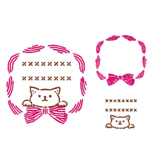 Kutsuwa Hancoco Slide Stamp- Cat/Ribbon