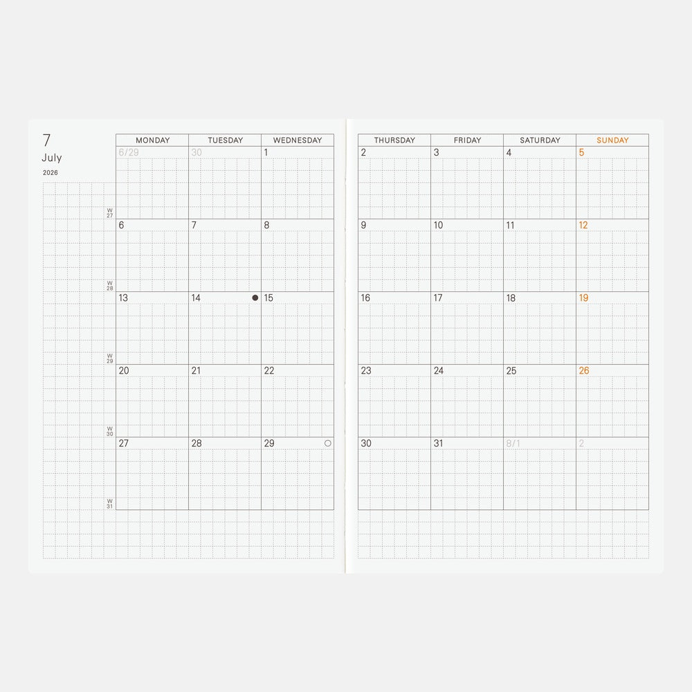 Hobonichi A6 Planner Book 2026- English