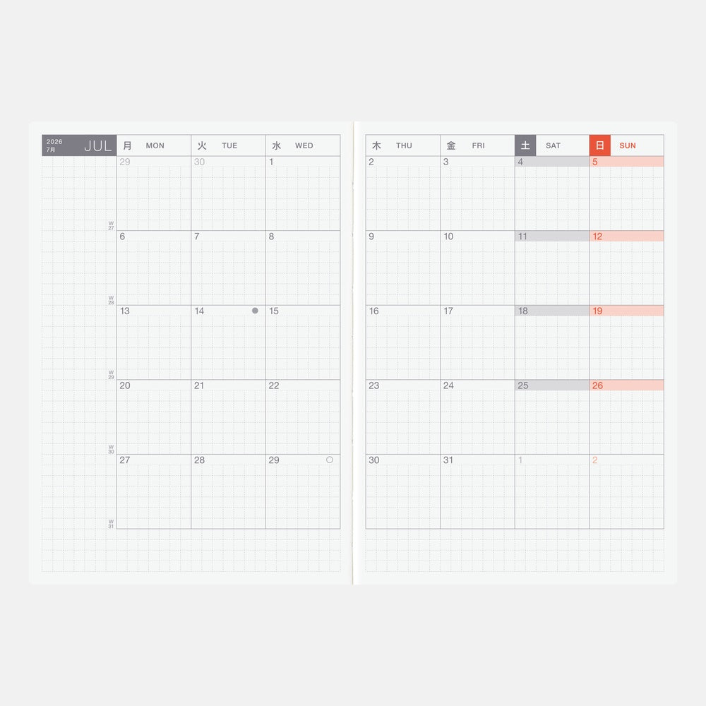 Hobonichi A6 Original Book 2026- English