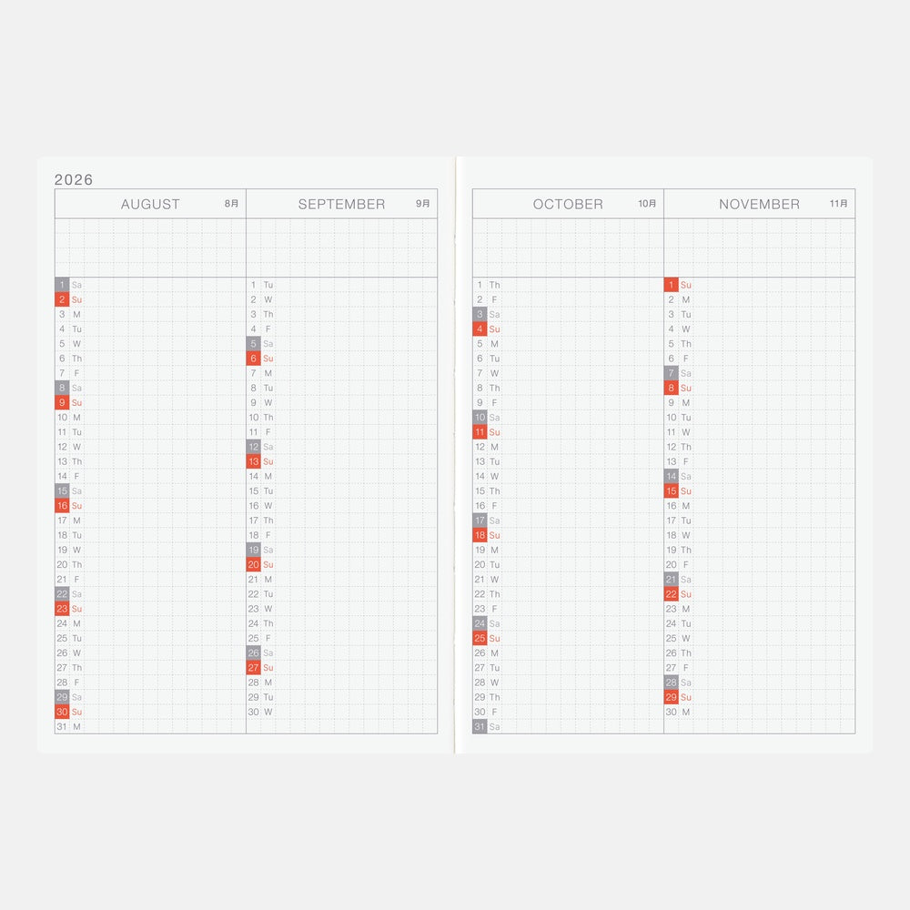 Hobonichi A6 Original Book 2026- English