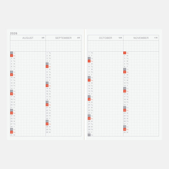 Hobonichi A6 Original Book 2026- English