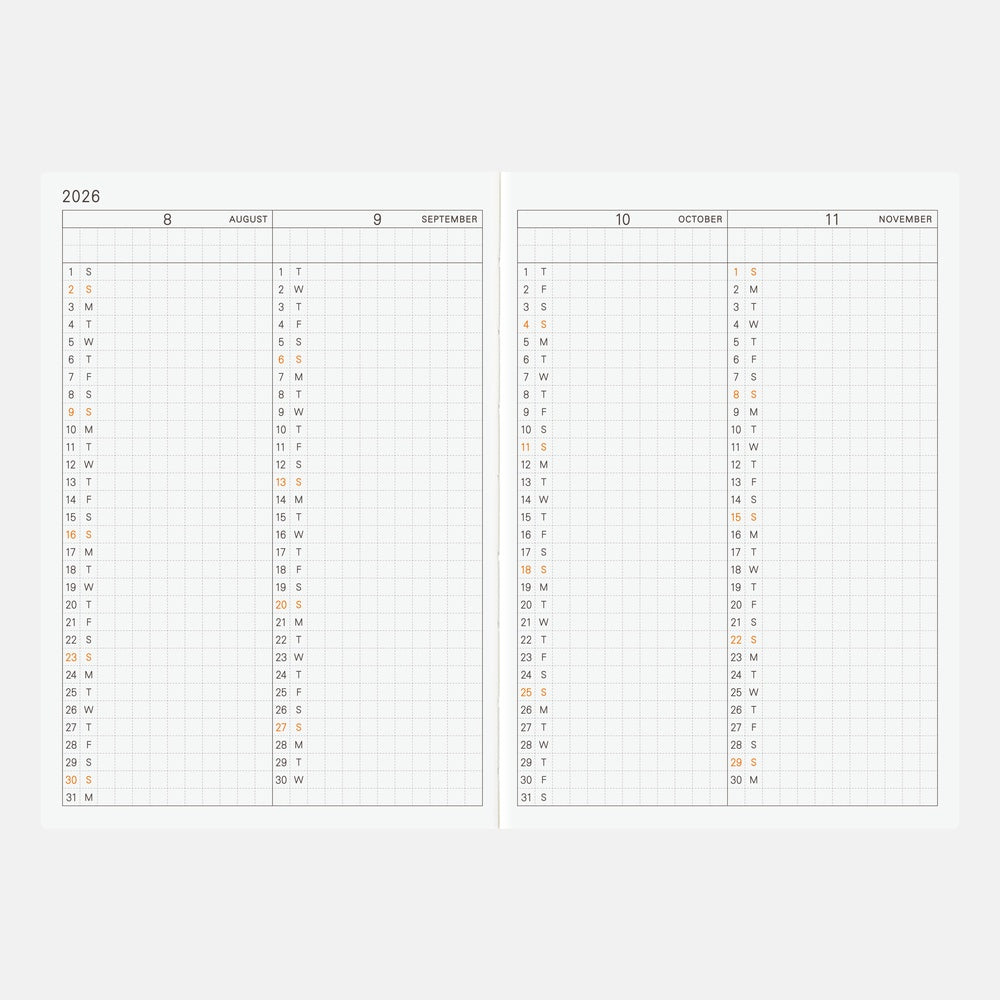 Hobonichi A6 Planner Book 2026- English