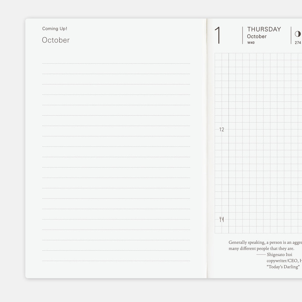 Hobonichi A6 Planner Book 2026- English