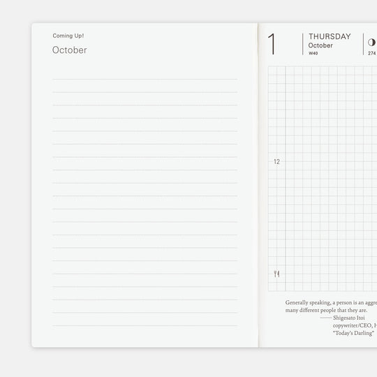 Hobonichi A6 Planner Book 2026- English