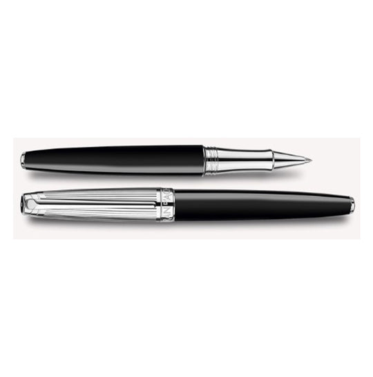 Caran d'Ache Silver-Plated, Rhodium-Coated LÉMAN BICOLOR Black Roller Pen