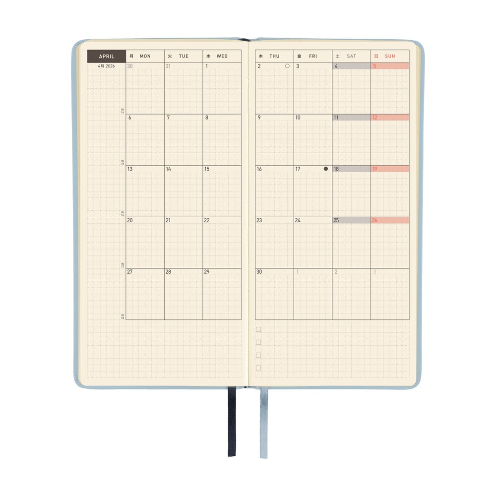 Hobonichi Weeks English Tall & Slim Leather- Snow Blue