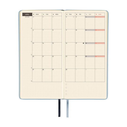 Hobonichi Weeks English Tall & Slim Leather- Snow Blue