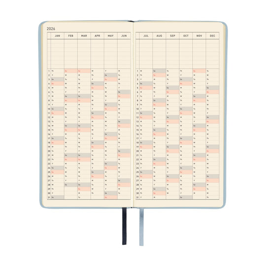 Hobonichi Weeks English Tall & Slim Leather- Snow Blue