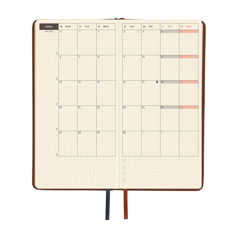 Hobonichi Weeks English Tall & Slim Leather- Wine Brown