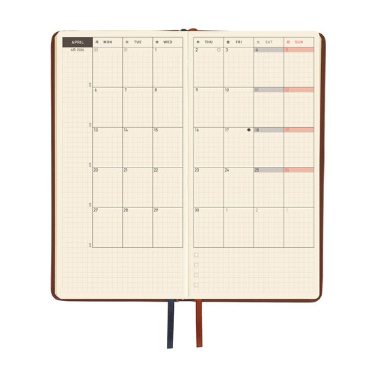 Hobonichi Weeks English Tall & Slim Leather- Wine Brown