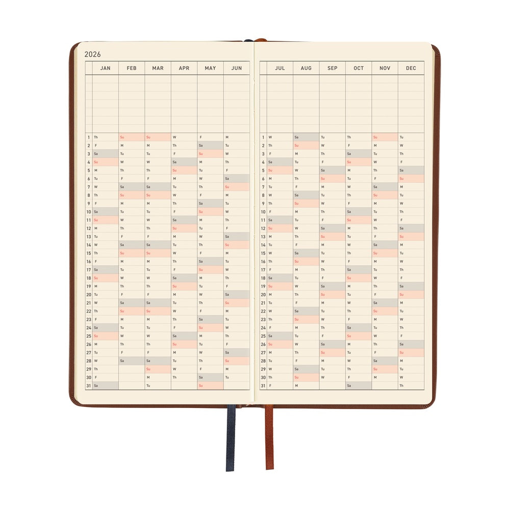 Hobonichi Weeks English Tall & Slim Leather- Wine Brown