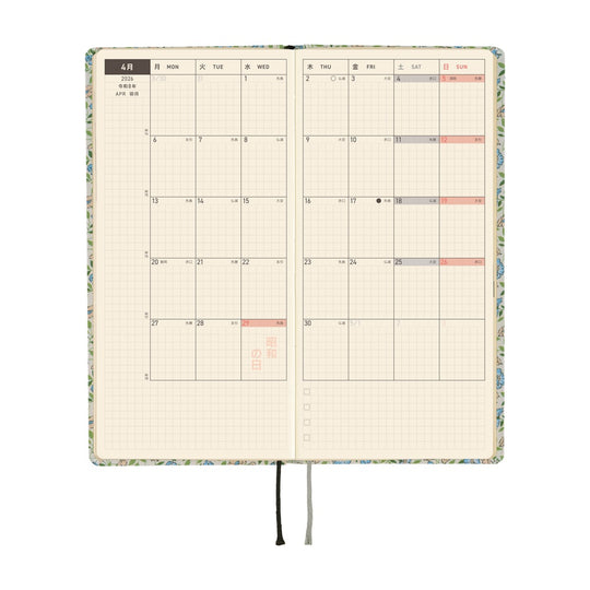 Hobonichi Weeks Tall &amp; Slim April Start- Sasha Kiora Liberty Fabrics