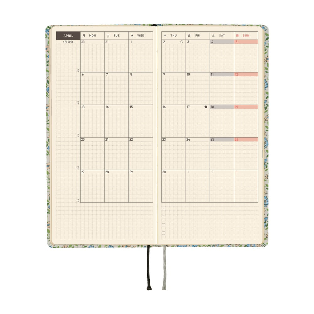 Hobonichi Weeks English Tall & Slim Liberty Fabric- Sasha Kiora
