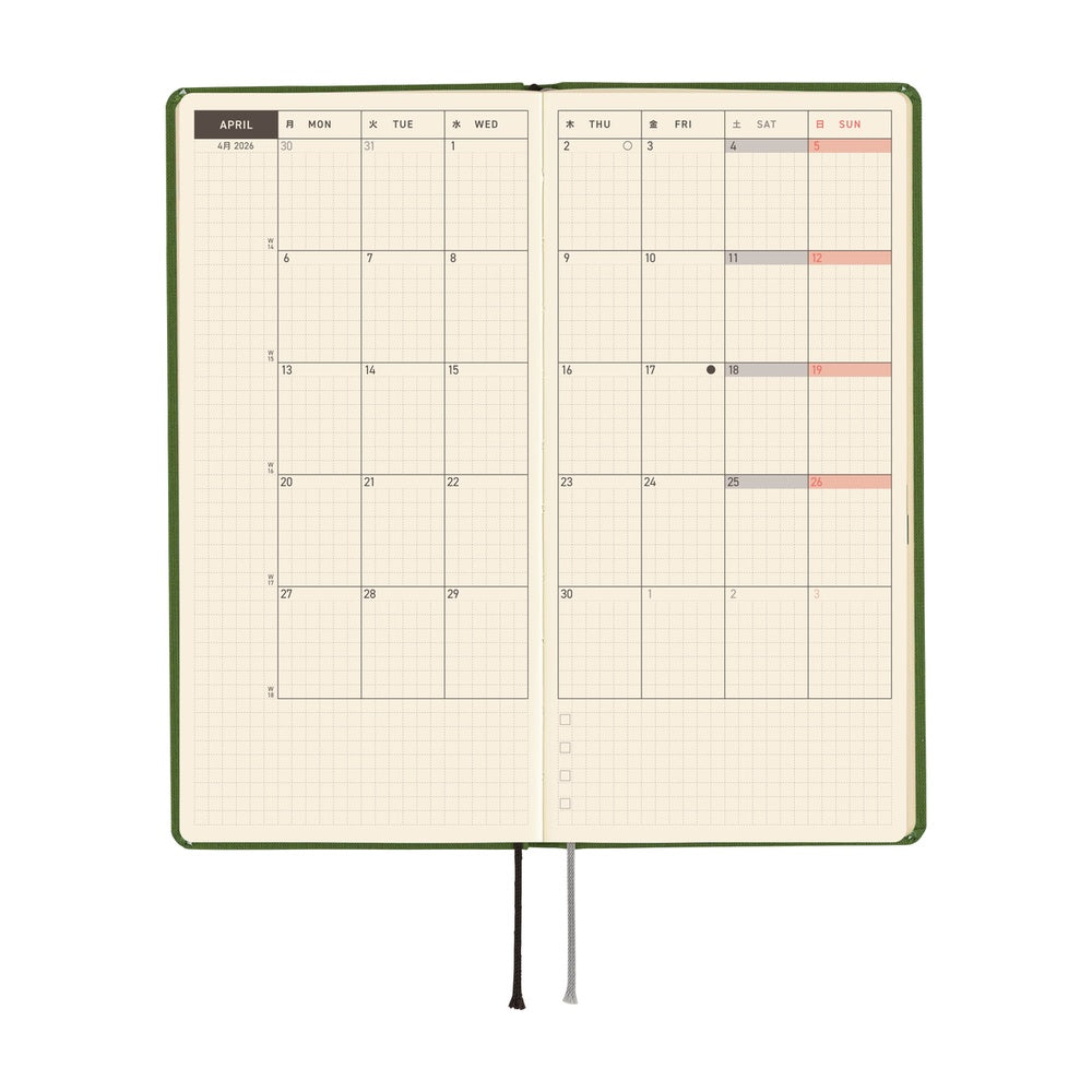 Hobonichi Weeks Mega English Tall & Slim Colours- Antique Green
