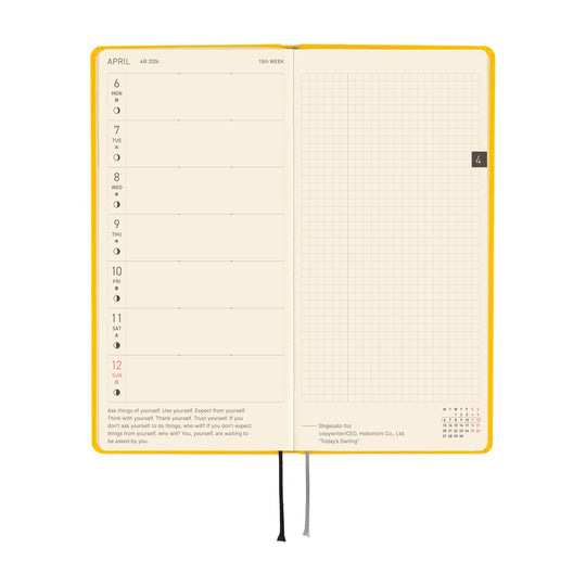 Hobonichi Weeks Mega English Tall & Slim Colours- Full Moon Yellow