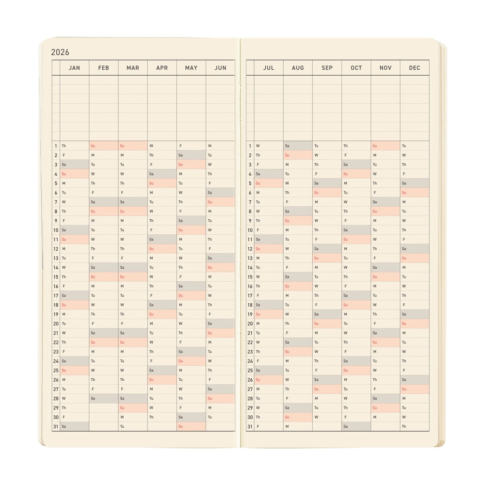 Hobonichi Weeks Mega English Tall & Slim Sneaker Tomato Red