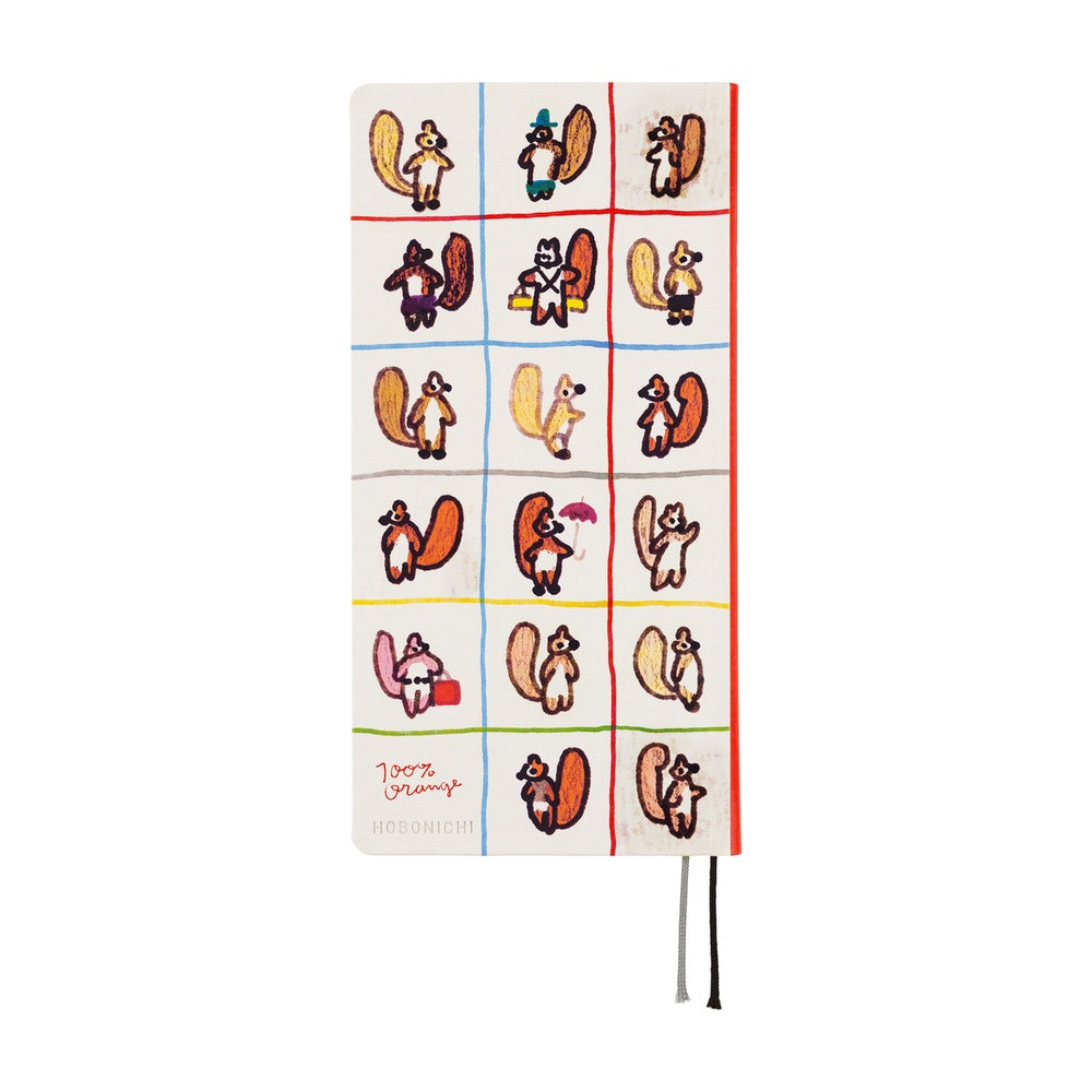 Hobonichi Weeks English Tall & Slim 100% Orange- Squirrel’s Moving Day