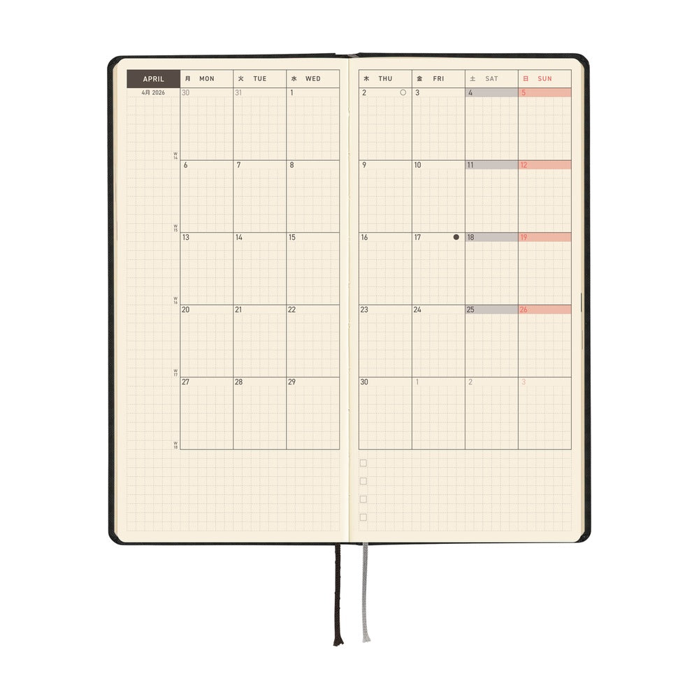 Hobonichi Weeks English Tall & Slim Paper Series- Black Gingham