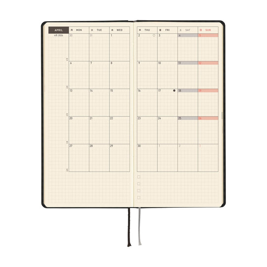 Hobonichi Weeks English Tall & Slim Paper Series- Black Gingham
