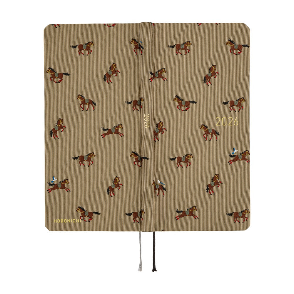 Hobonichi Weeks English Tall & Slim Bow & Tie- Galloping Horses