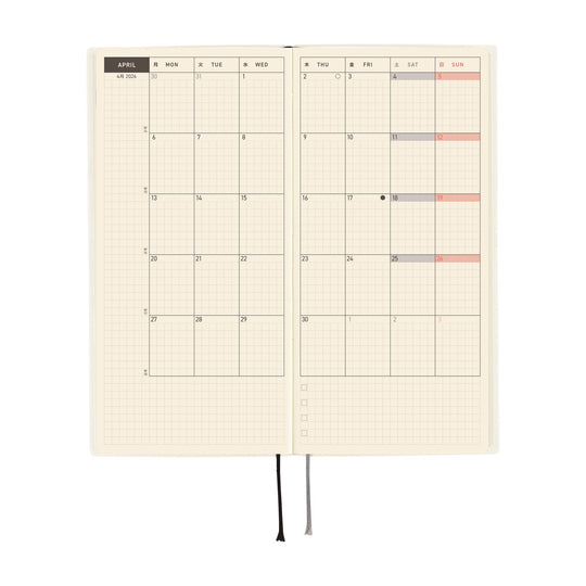 Hobonichi Weeks English Tall & Slim White Line- Ivory
