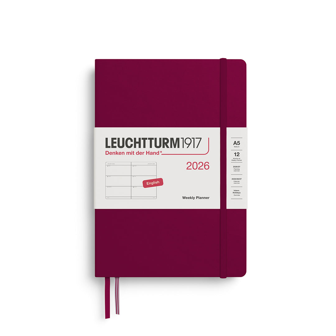 Leuchtturm1917 A5 Weekly Planner Medium 2026 - Port Red