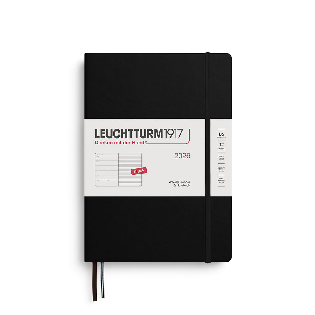 Leuchtturm1917 B5 Weekly Planner &amp; Notebook Composition 2026 - Black