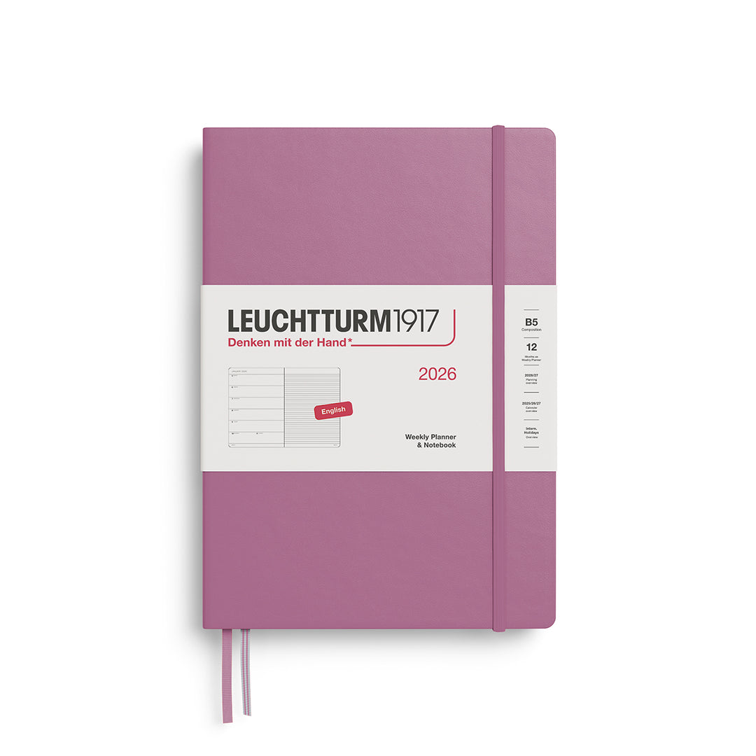 Leuchtturm1917 B5 Weekly Planner & Notebook Composition 2026 - Dusty Rose