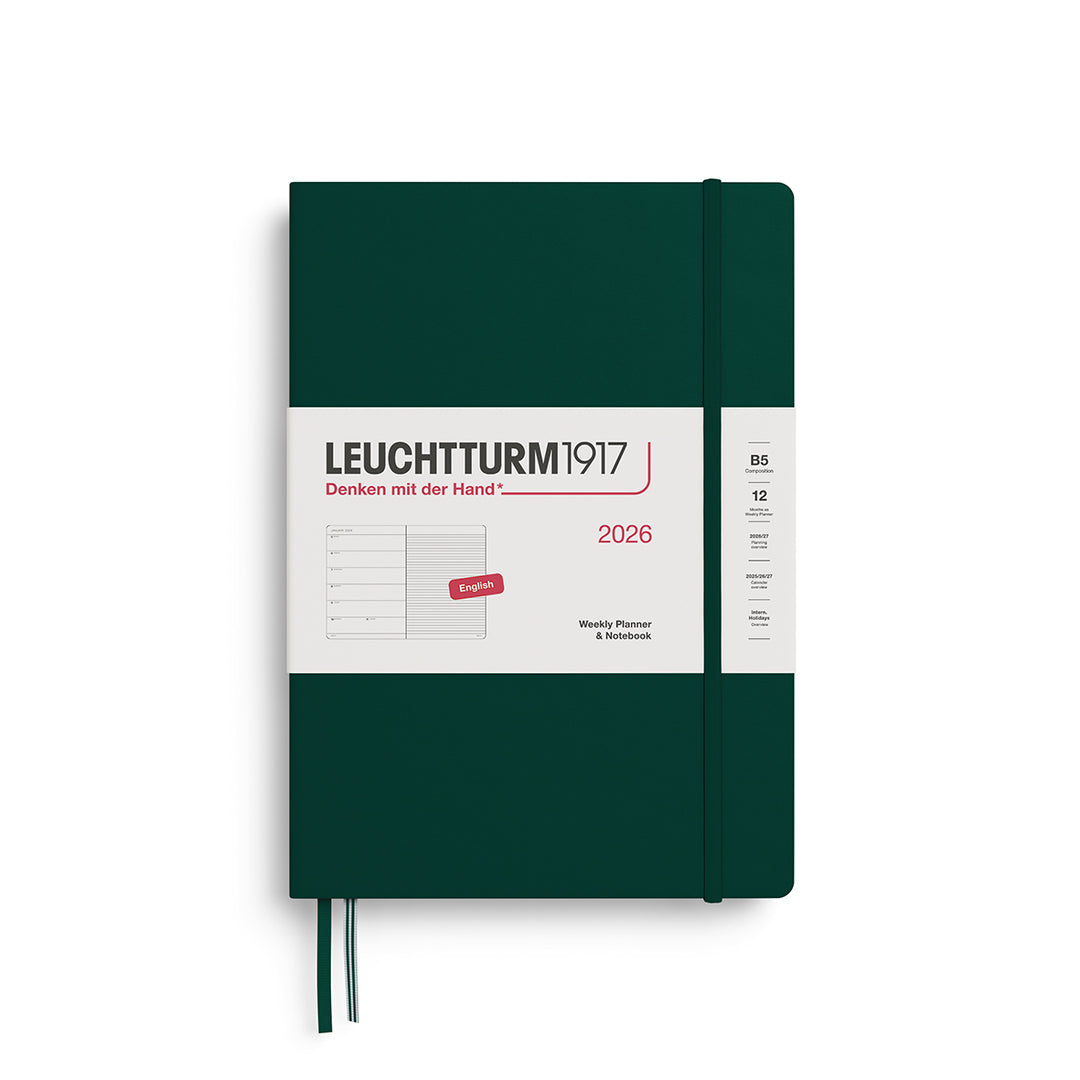 Leuchtturm1917 B5 Weekly Planner & Notebook Composition 2026 - Forest Green