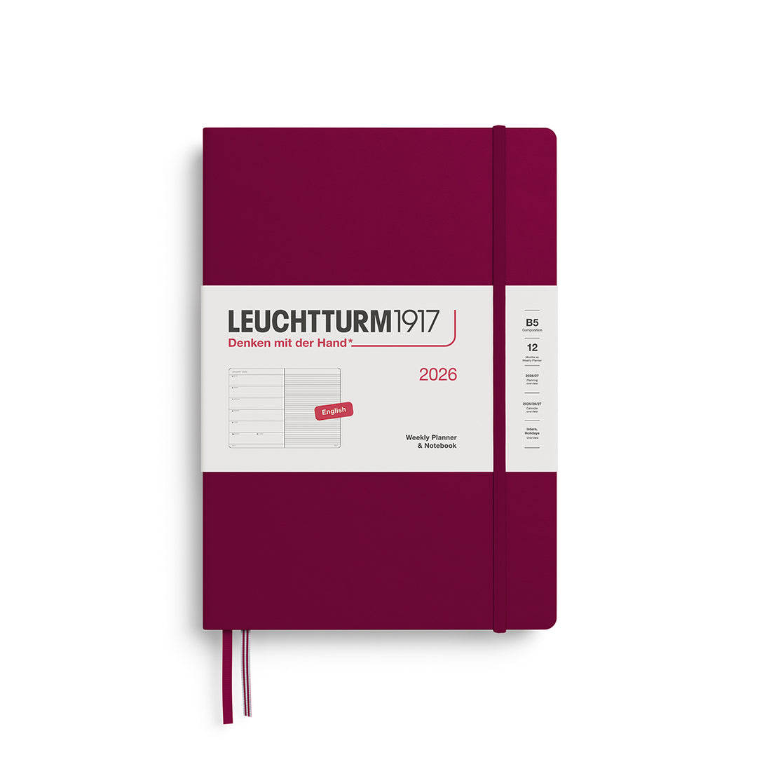 Leuchtturm1917 B5 Weekly Planner & Notebook Composition 2026 - Port Red