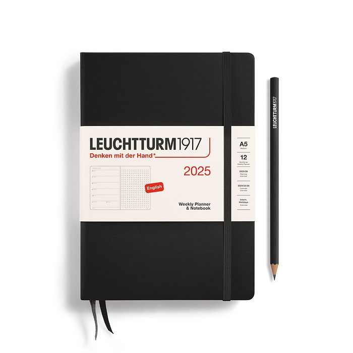 Leuchtturm1917 Weekly Planner & Notebook Dotted 2025 - 12 Month - English Medium A5