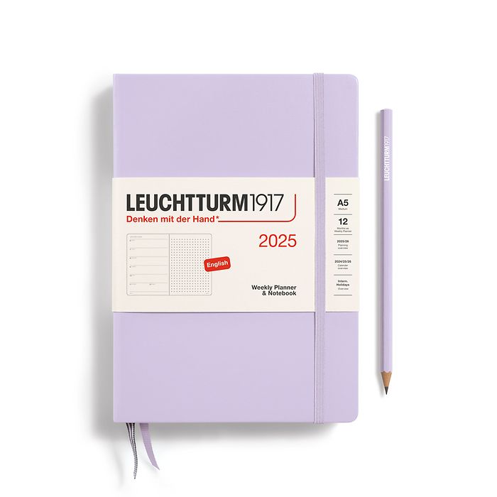 Leuchtturm1917 Weekly Planner & Notebook Dotted 2025 - 12 Month - English Medium A5