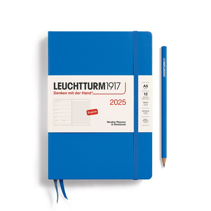 Leuchtturm1917 Weekly Planner & Notebook Dotted 2025 - 12 Month - English Medium A5