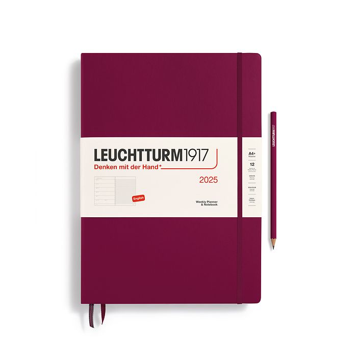 Leuchtturm1917 Weekly Planner and Notebook 2025 - 12 Month - English Master A4+