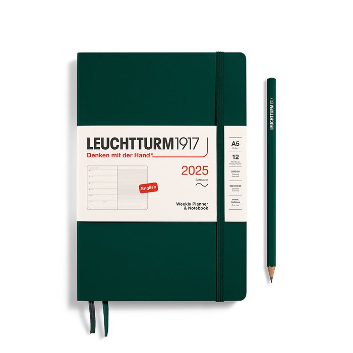 Leuchtturm1917 Weekly Planner and Notebook 2025 - 12 Month - English Medium A5