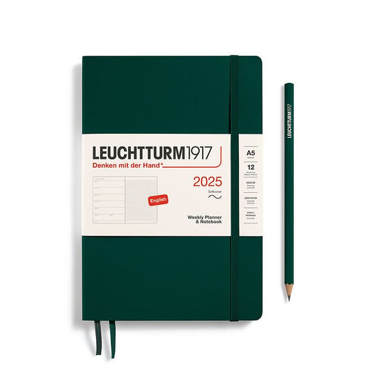Leuchtturm1917 Weekly Planner and Notebook 2025 - 12 Month - English Medium A5