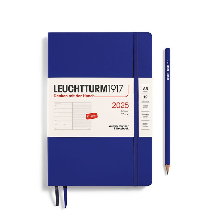 Leuchtturm1917 Weekly Planner and Notebook 2025 - 12 Month - English Medium A5