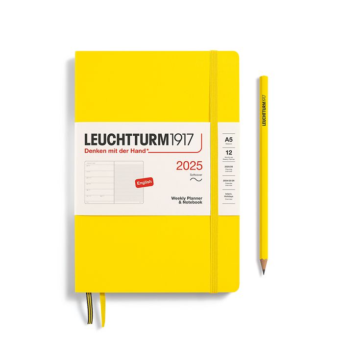 Leuchtturm1917 Weekly Planner and Notebook 2025 - 12 Month - English Medium A5