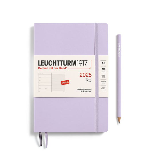 Leuchtturm1917 Weekly Planner and Notebook 2025 - 12 Month - English Medium A5