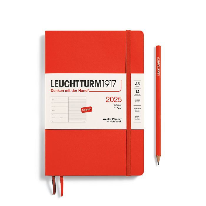 Leuchtturm1917 Weekly Planner and Notebook 2025 - 12 Month - English Medium A5