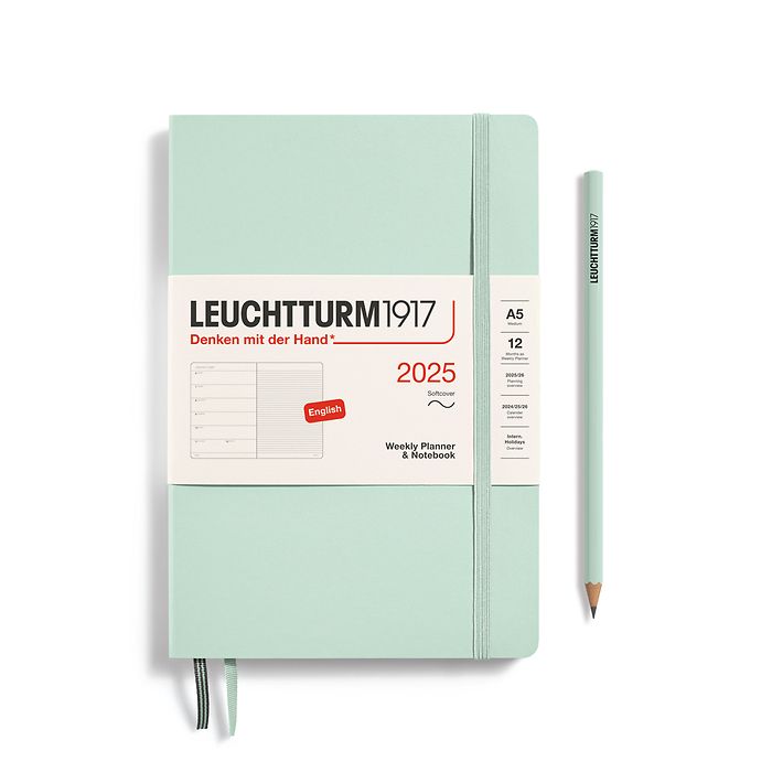 Leuchtturm1917 Weekly Planner and Notebook 2025 - 12 Month - English Medium A5