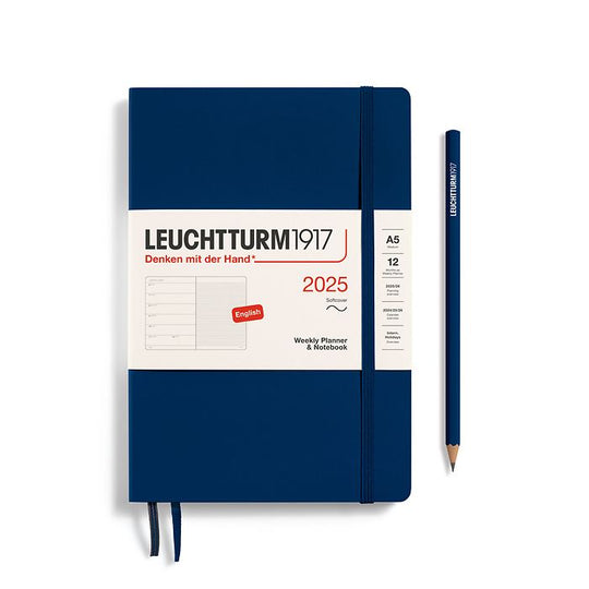 Leuchtturm1917 Weekly Planner and Notebook 2025 - 12 Month - English Medium A5