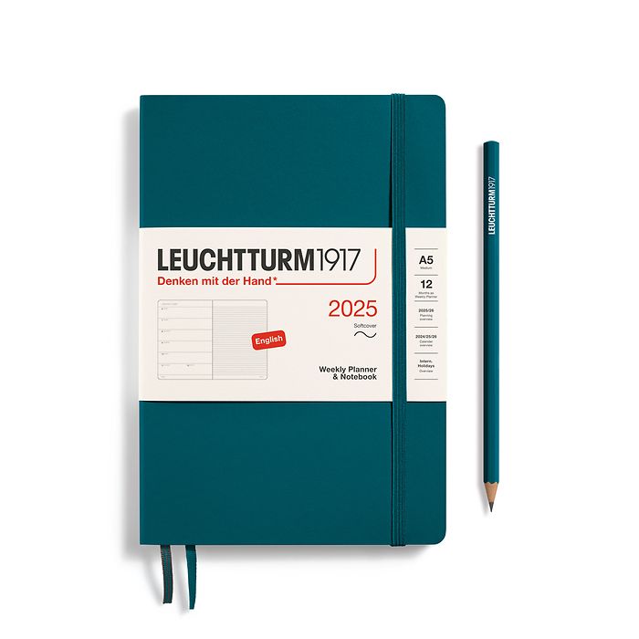 Leuchtturm1917 Weekly Planner and Notebook 2025 - 12 Month - English Medium A5
