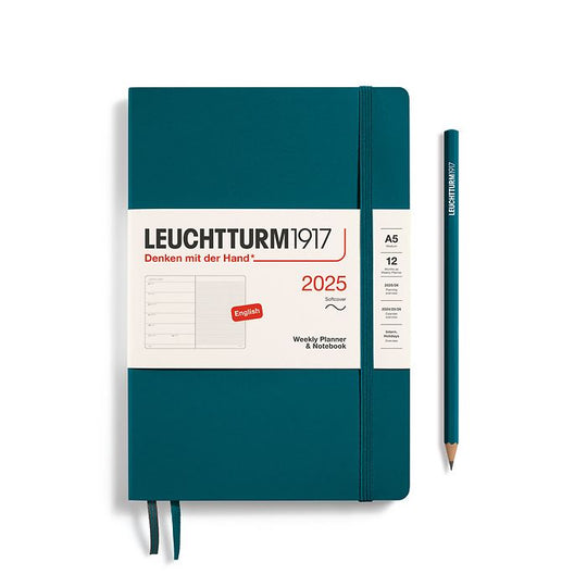 Leuchtturm1917 Weekly Planner and Notebook 2025 - 12 Month - English Medium A5