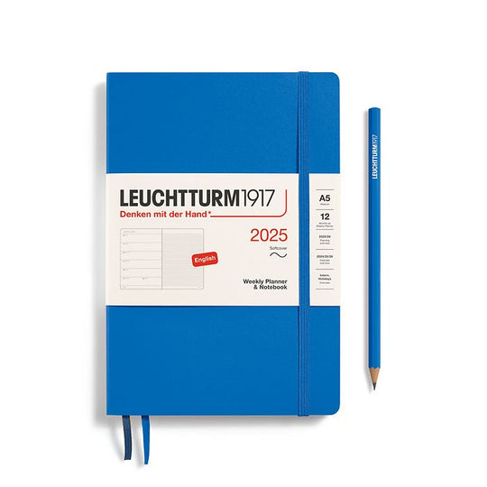 Leuchtturm1917 Weekly Planner and Notebook 2025 - 12 Month - English Medium A5