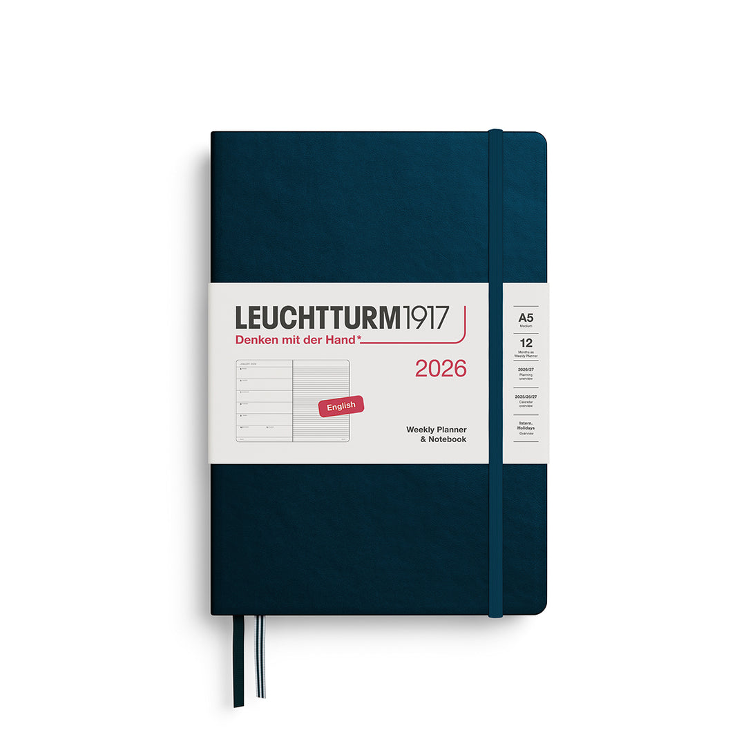 Leuchtturm1917 A5 Weekly Planner &amp; Notebook Medium 2026 - Deep Sea
