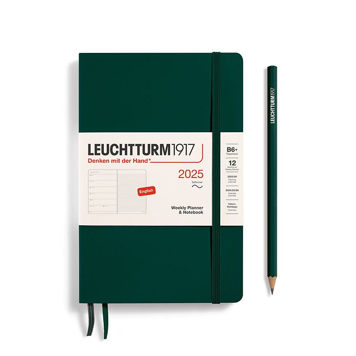 Leuchtturm1917 Softcover Weekly Planner and Notebook 2025 - 12 Month - English Paperback B6+